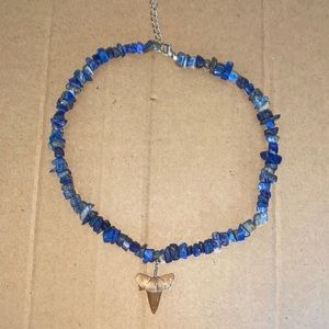Blue shark tooth choker